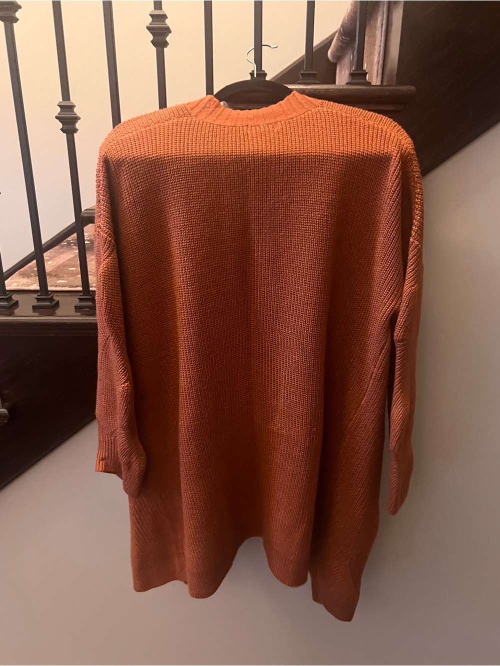 Open-Front Rust Knit Cardigan Sweater - Picture 2 of 4